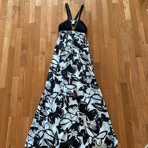 Arden B Black and White Butterfly Maxi Dress